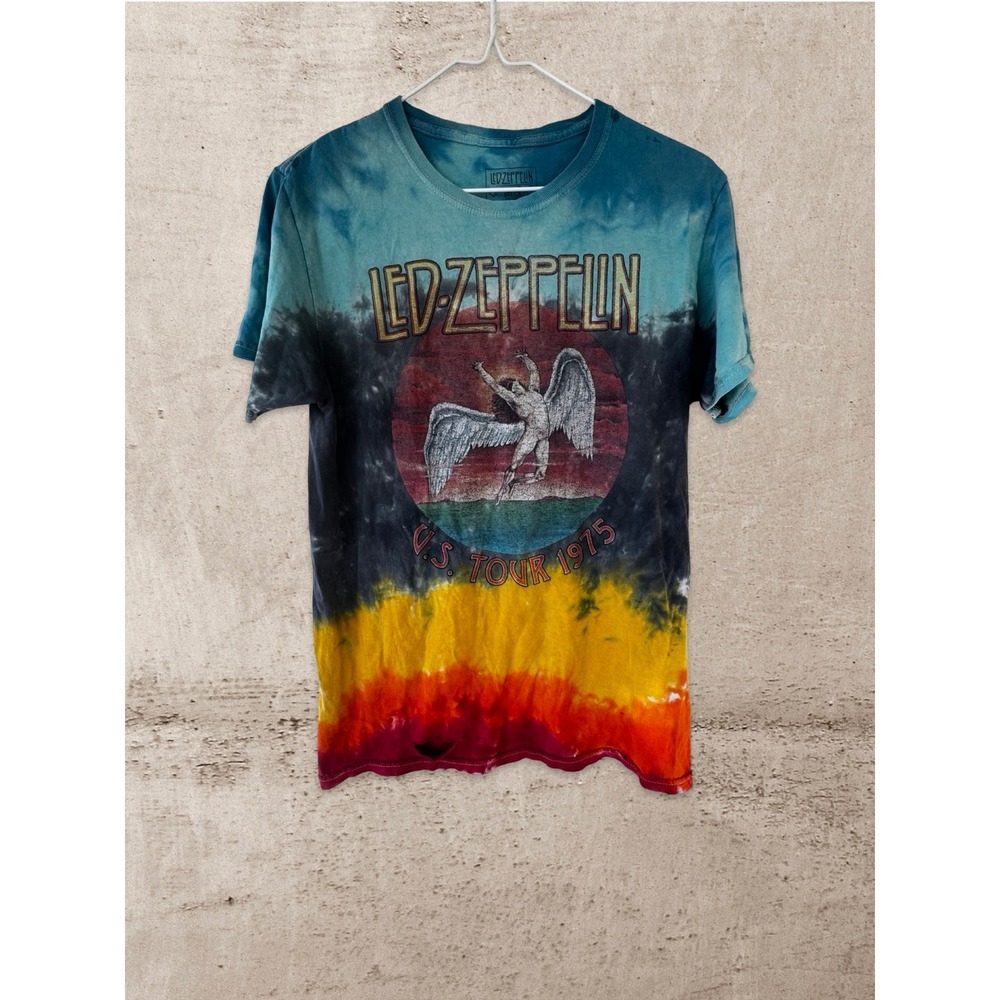 Led Zeppelin U.S. Tour 1975 Distressed Tie-Dye Tee – Size Small